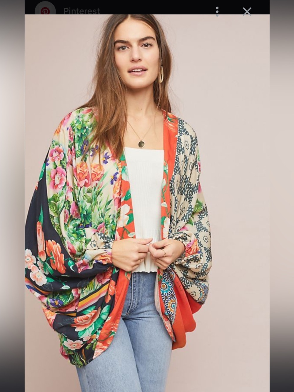 Anthropologie Akemi + Kin Mixed Print Floral Kimono Cardigan One Size